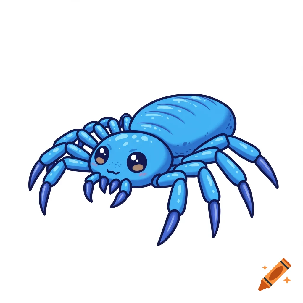 A cute blue cartoon spider.