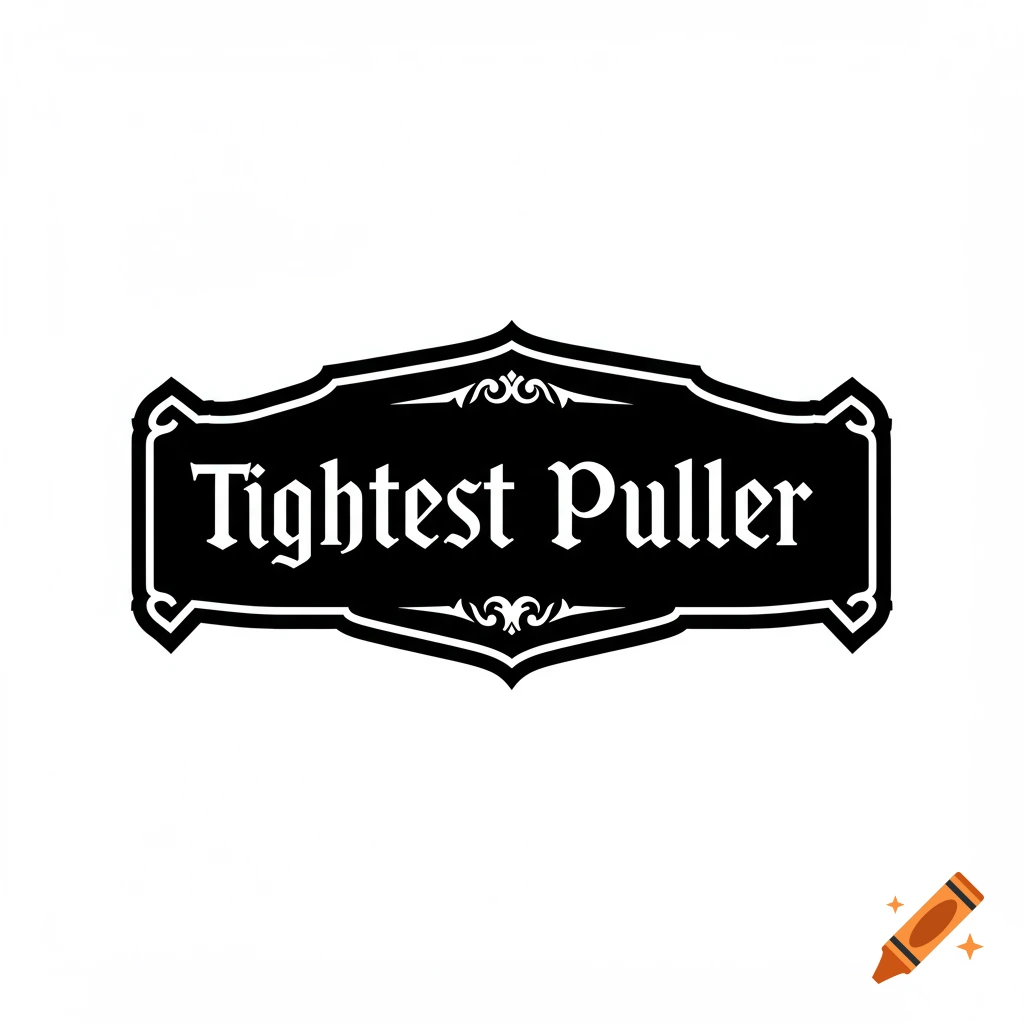Black and white label with the text 'Tightest Puller' in a decorative frame.