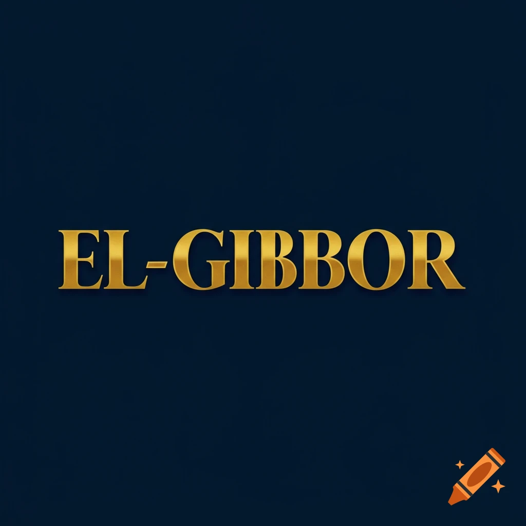 Gold text "EL-GIBBOR" on a dark blue background.