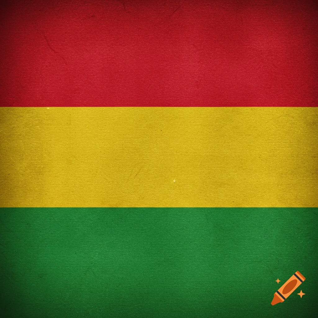 A flag with horizontal red, yellow, and green stripes and a textured finish.