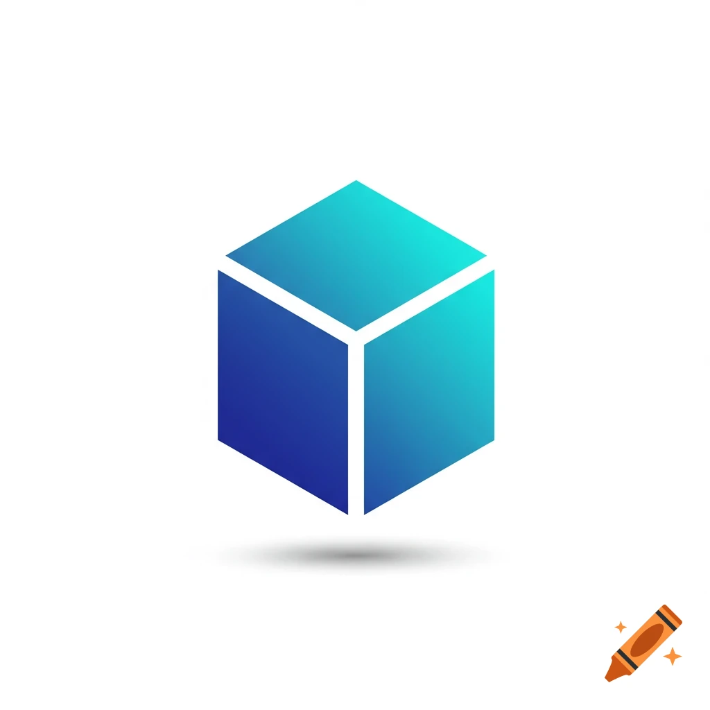 A gradient blue and teal 3D cube icon on a white background.