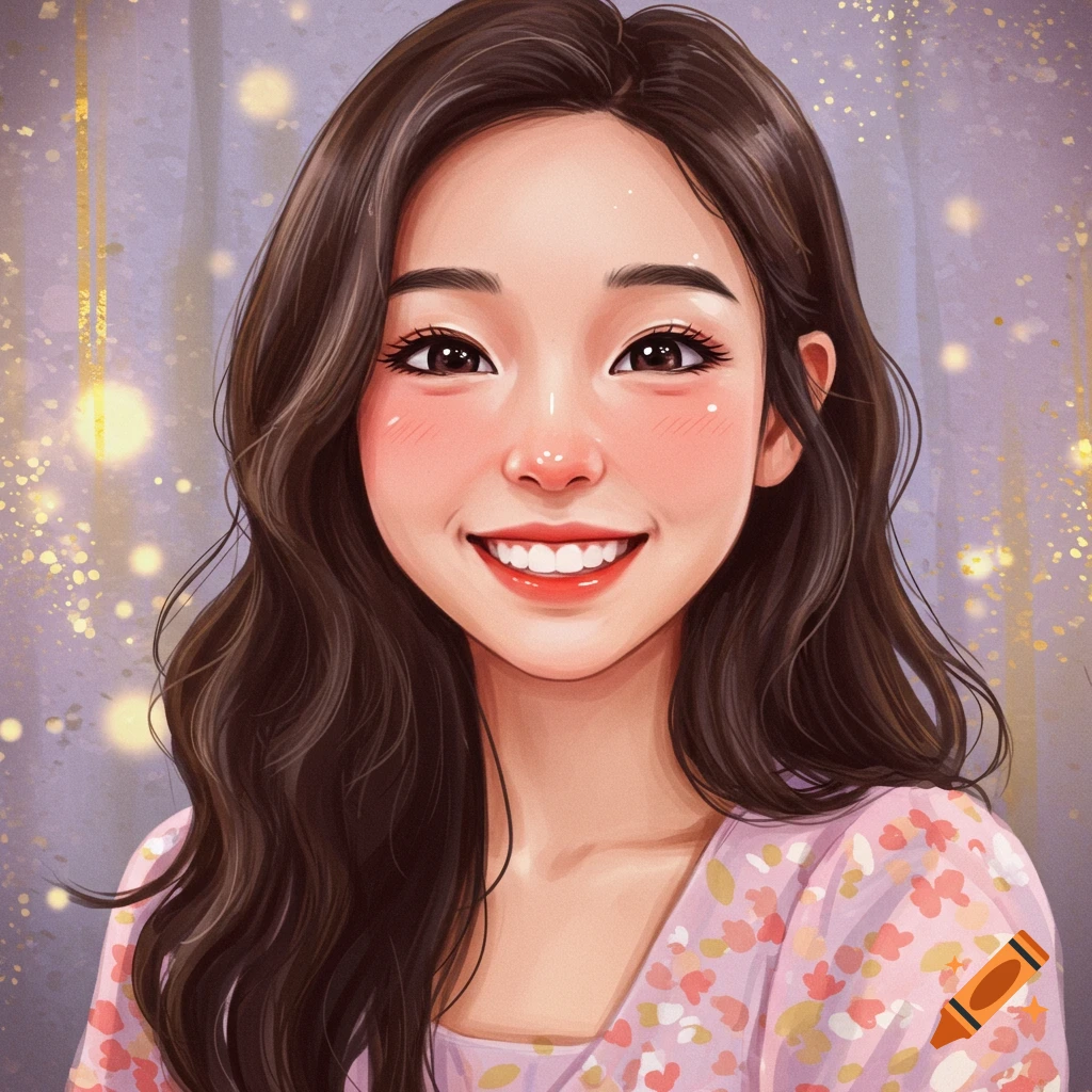 A smiling woman with brown hair and a floral top