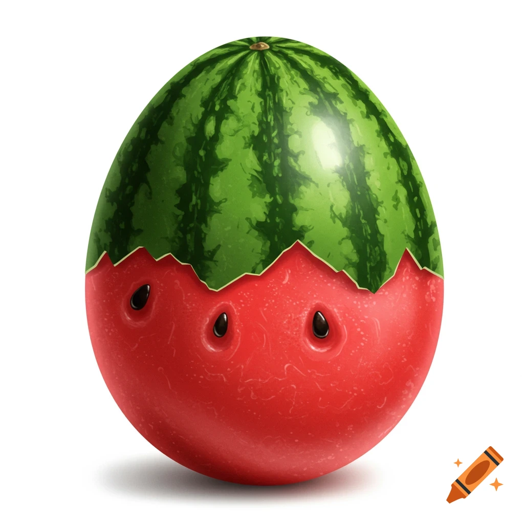 An egg shaped like a watermelon.