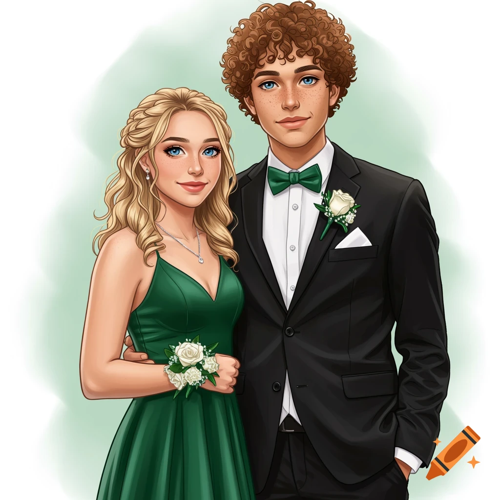 A young couple dressed for a formal event.