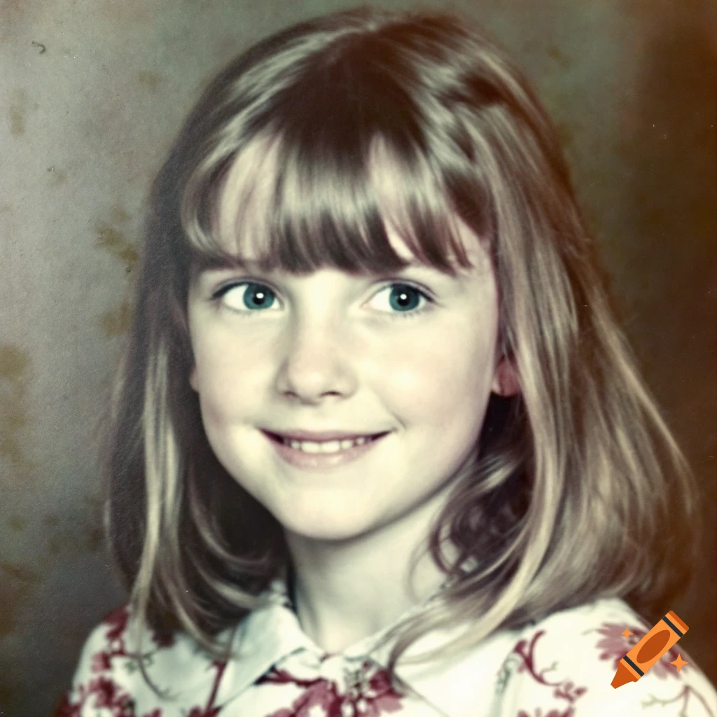 Portrait of a young girl smiling, vintage photo style