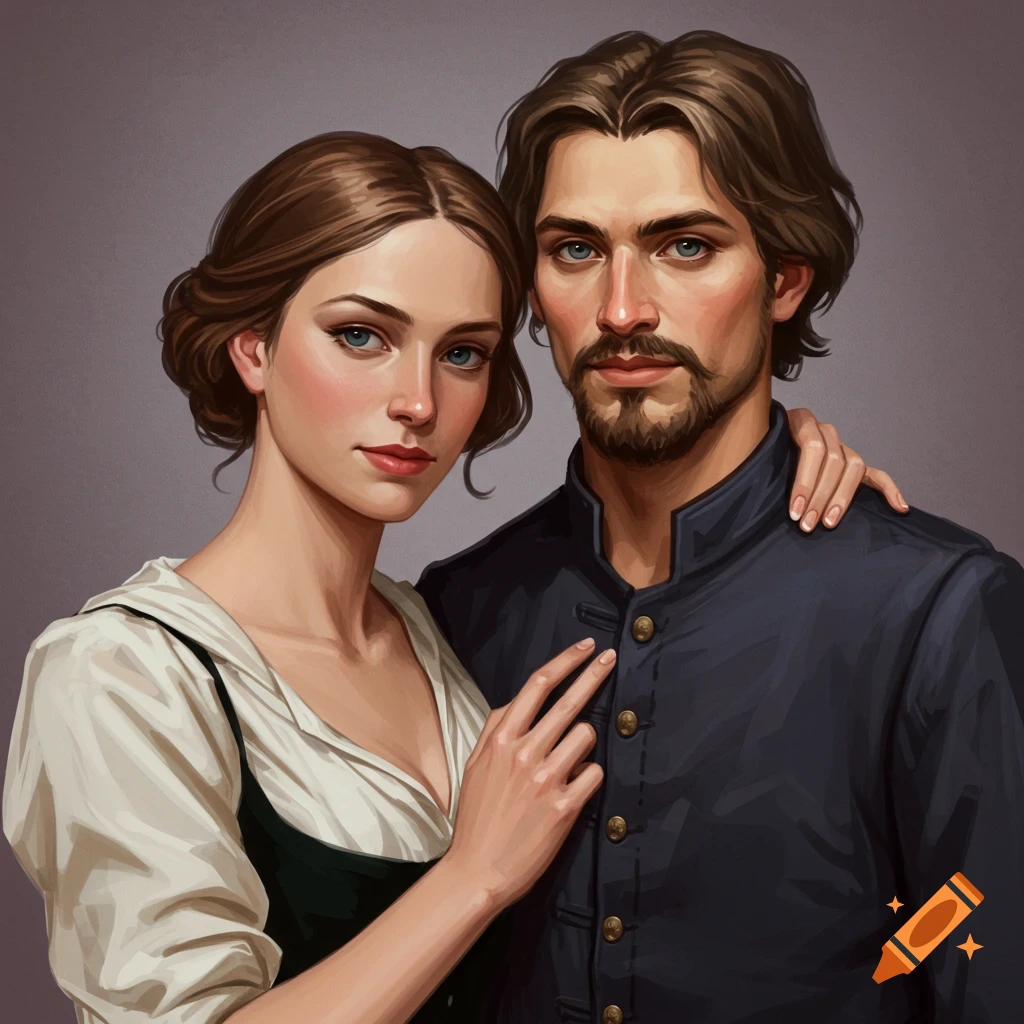 A man and woman in historical clothing are shown.