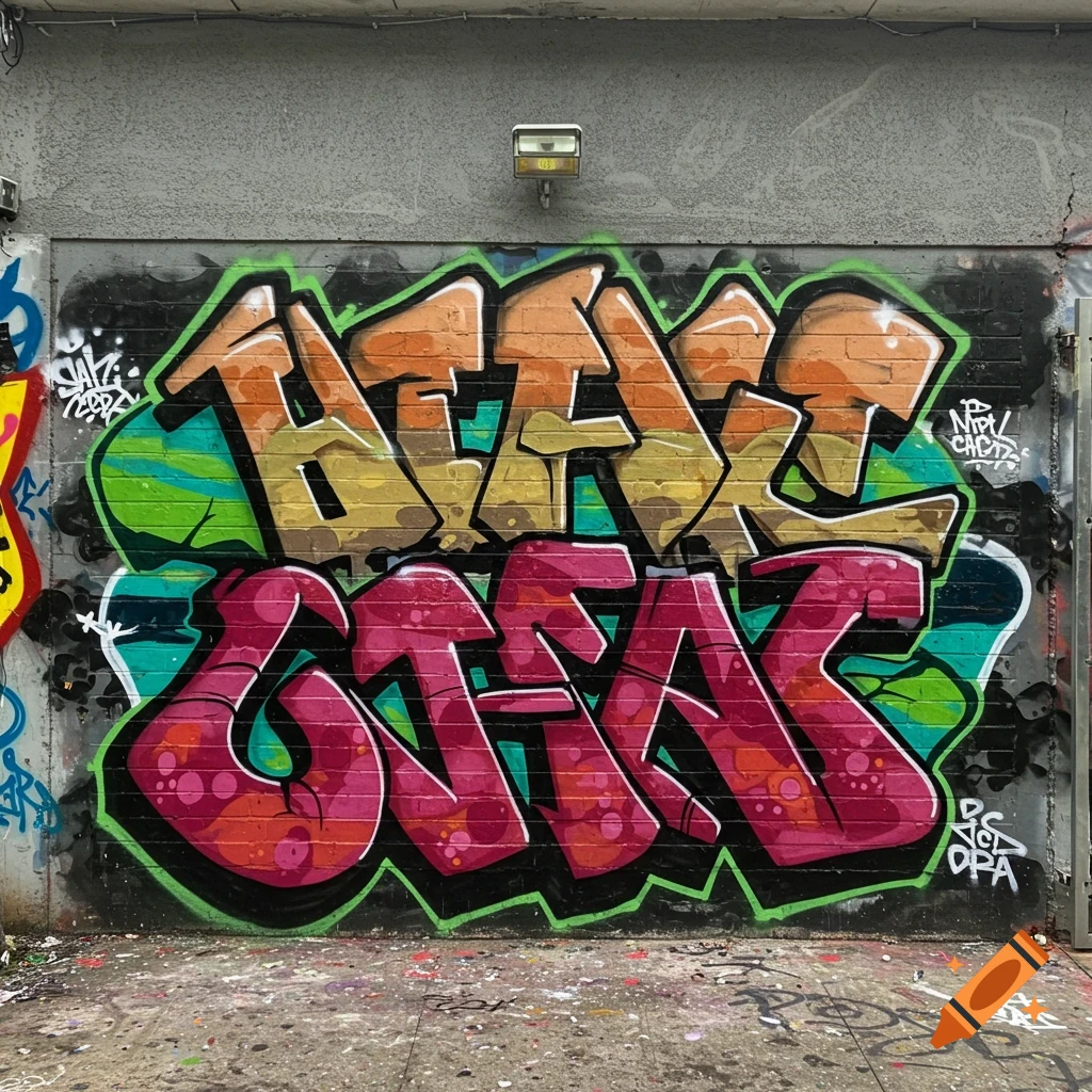Colorful graffiti art reading 'TEAZR CREWS' in bubble letters on a brick wall.