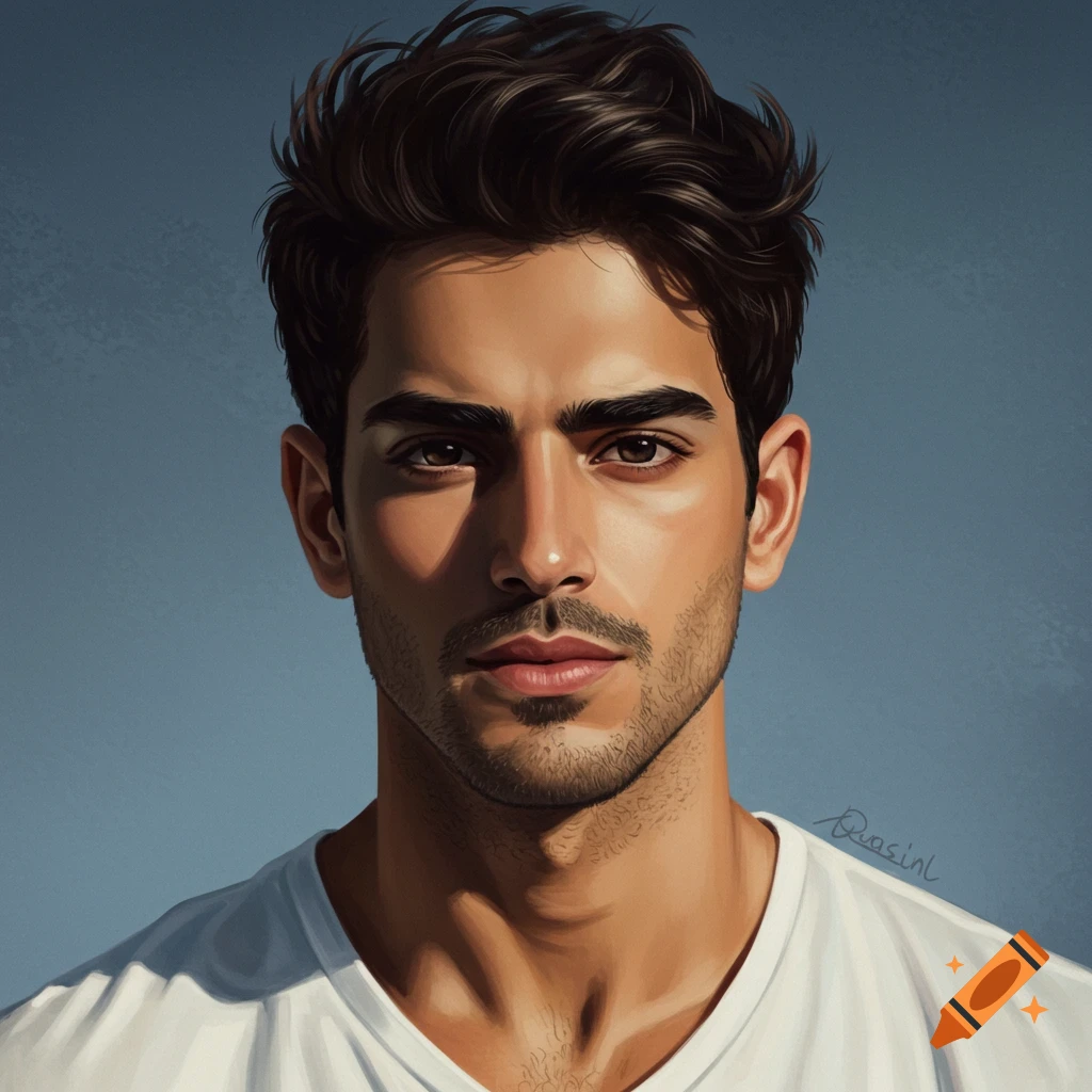 Painting of a handsome man