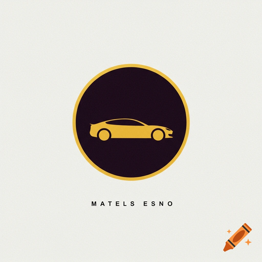 Minimalist logo with a yellow car silhouette inside a black circle with a yellow ring.