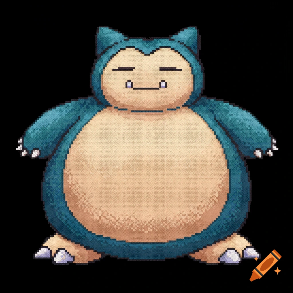 Pixel art sprite of the Pokemon Snorlax.