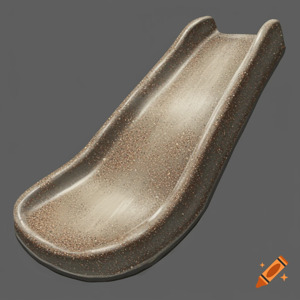 A slide with a rough, sandy texture on a gray background.