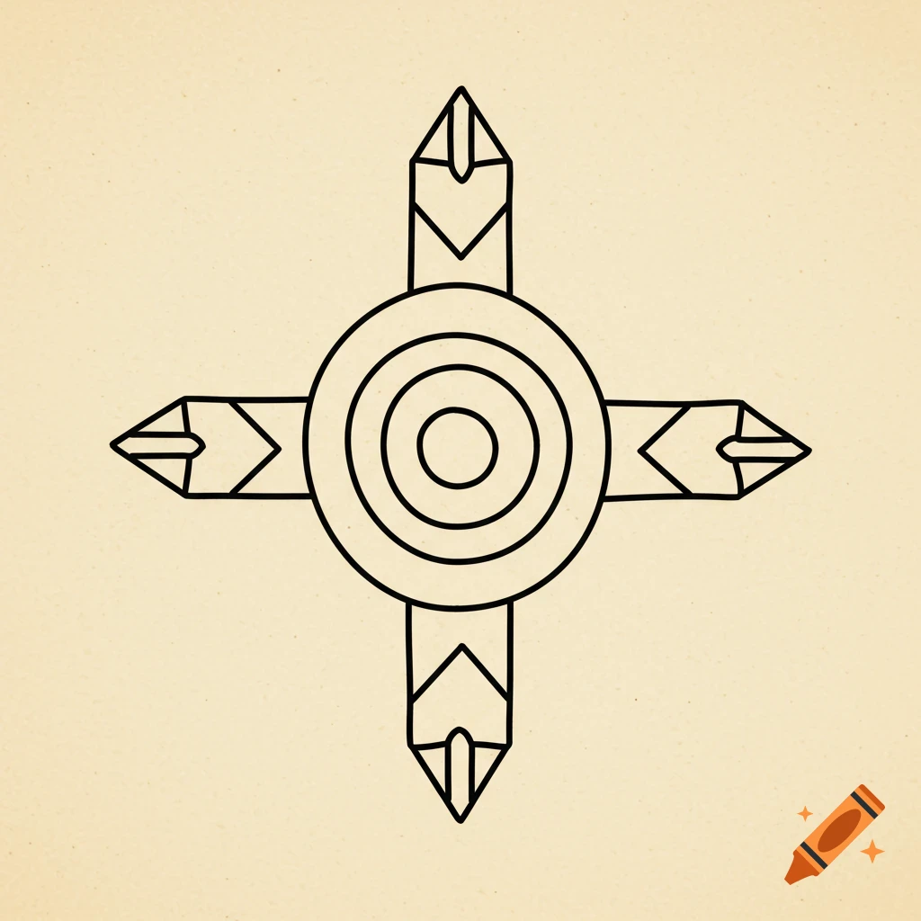 Line drawing of a Southwest Zia symbol in coloring book style.
