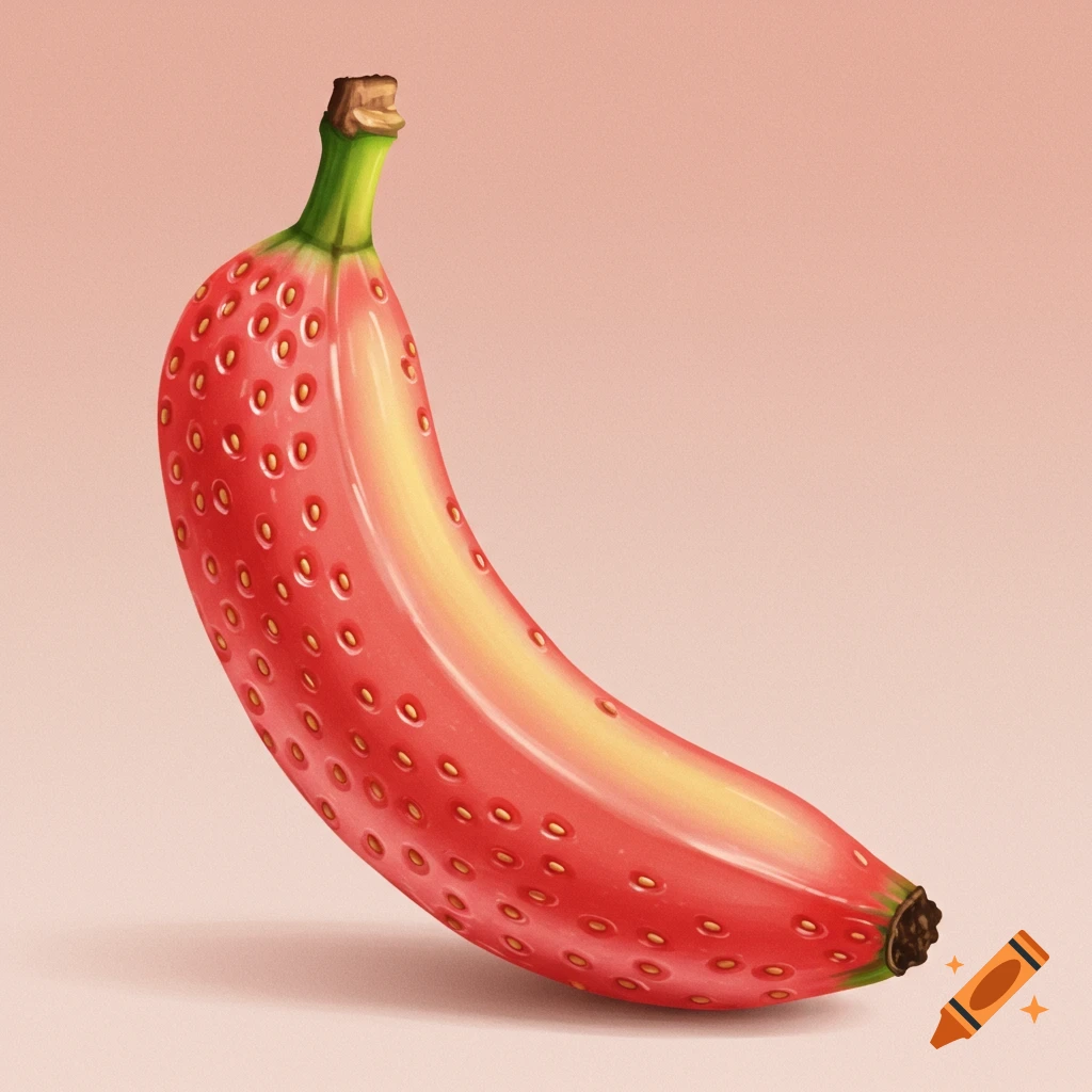 A banana with strawberry skin.