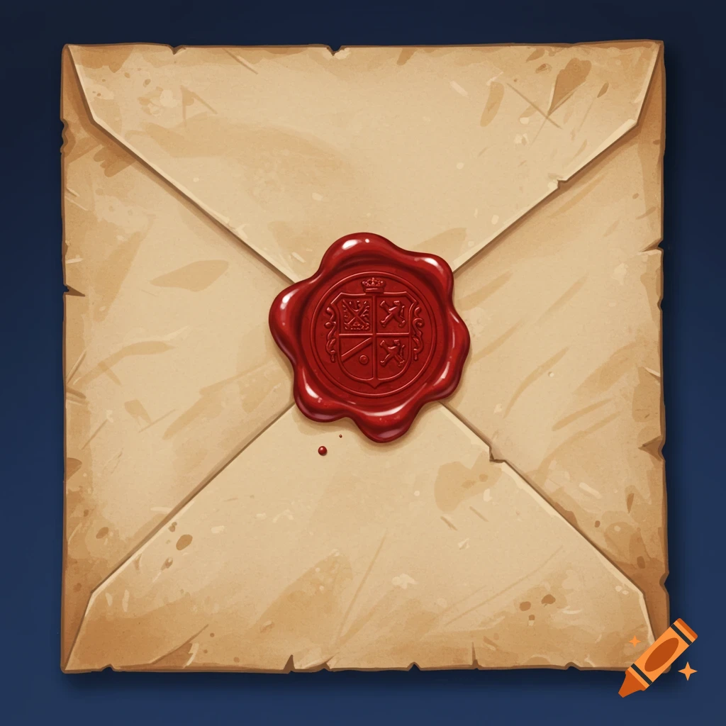 An antique letter sealed with red wax.