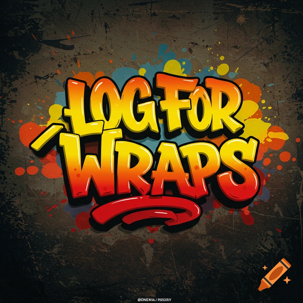 Digital art graffiti text reading 'LOG FOR WRAPS'