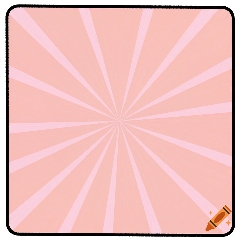 A pastel pink background with lighter pink sunburst rays radiating from the center.