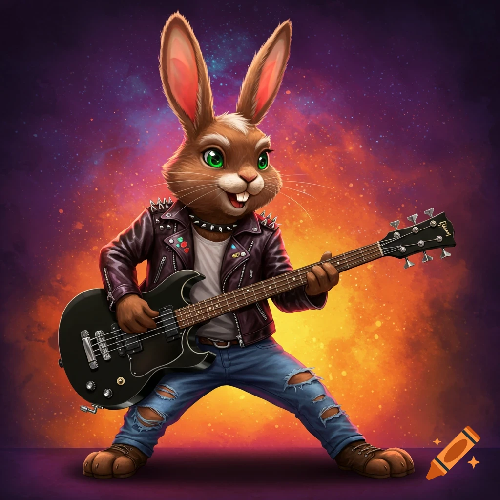 Rabbit playing a musical instrument on Craiyon
