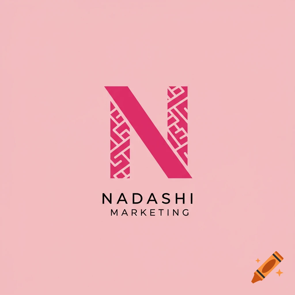 Pink logo with large patterned N and text 'NADASHI MARKETING'