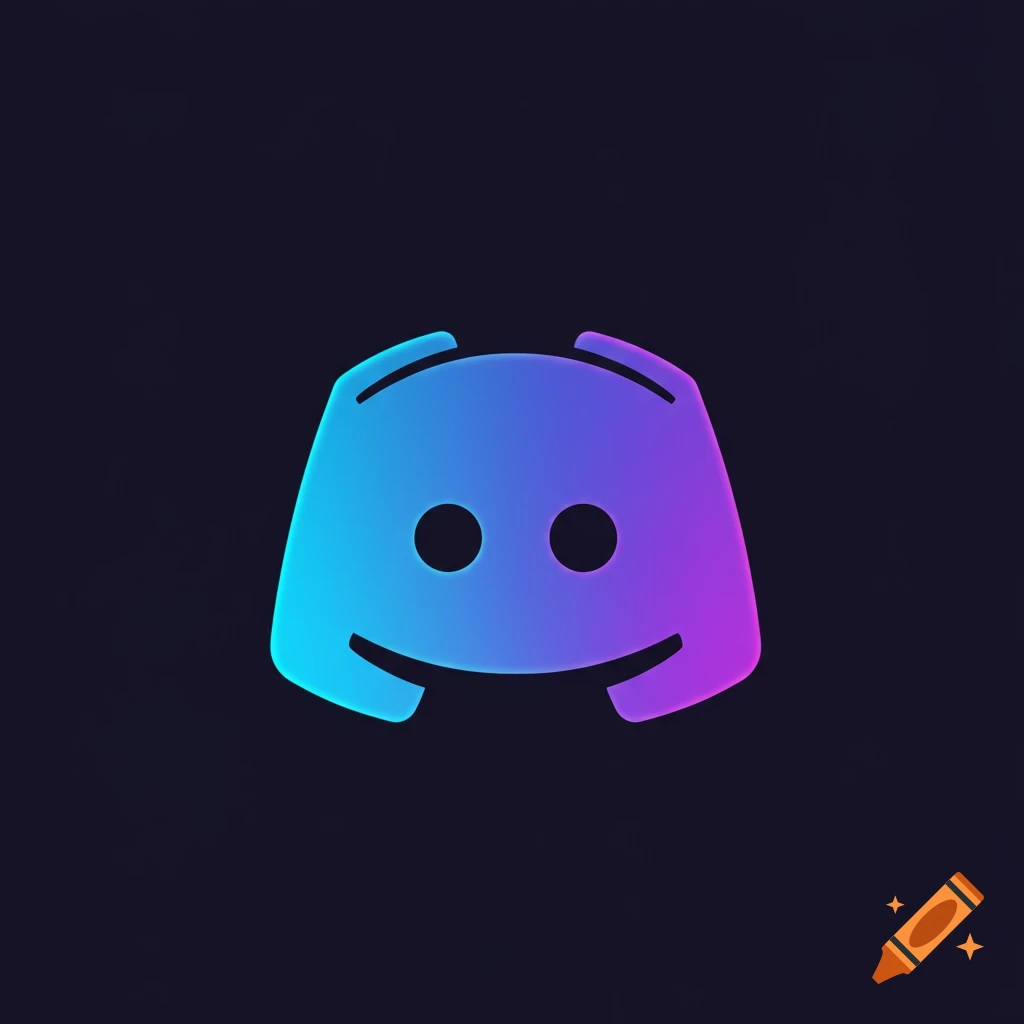 A glowing Discord logo rendered in blue and purple gradient on a dark background.