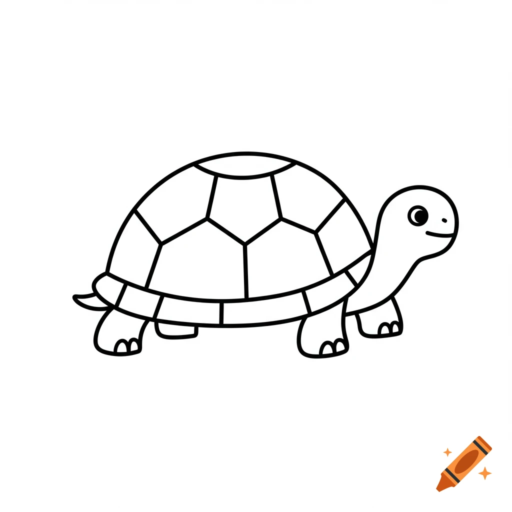Simple line art cartoon turtle