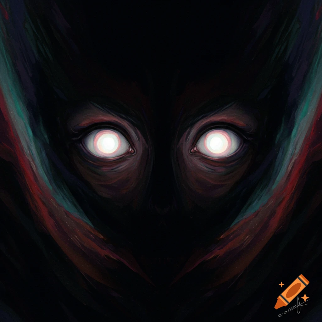 Glowing eyes watching from darkness