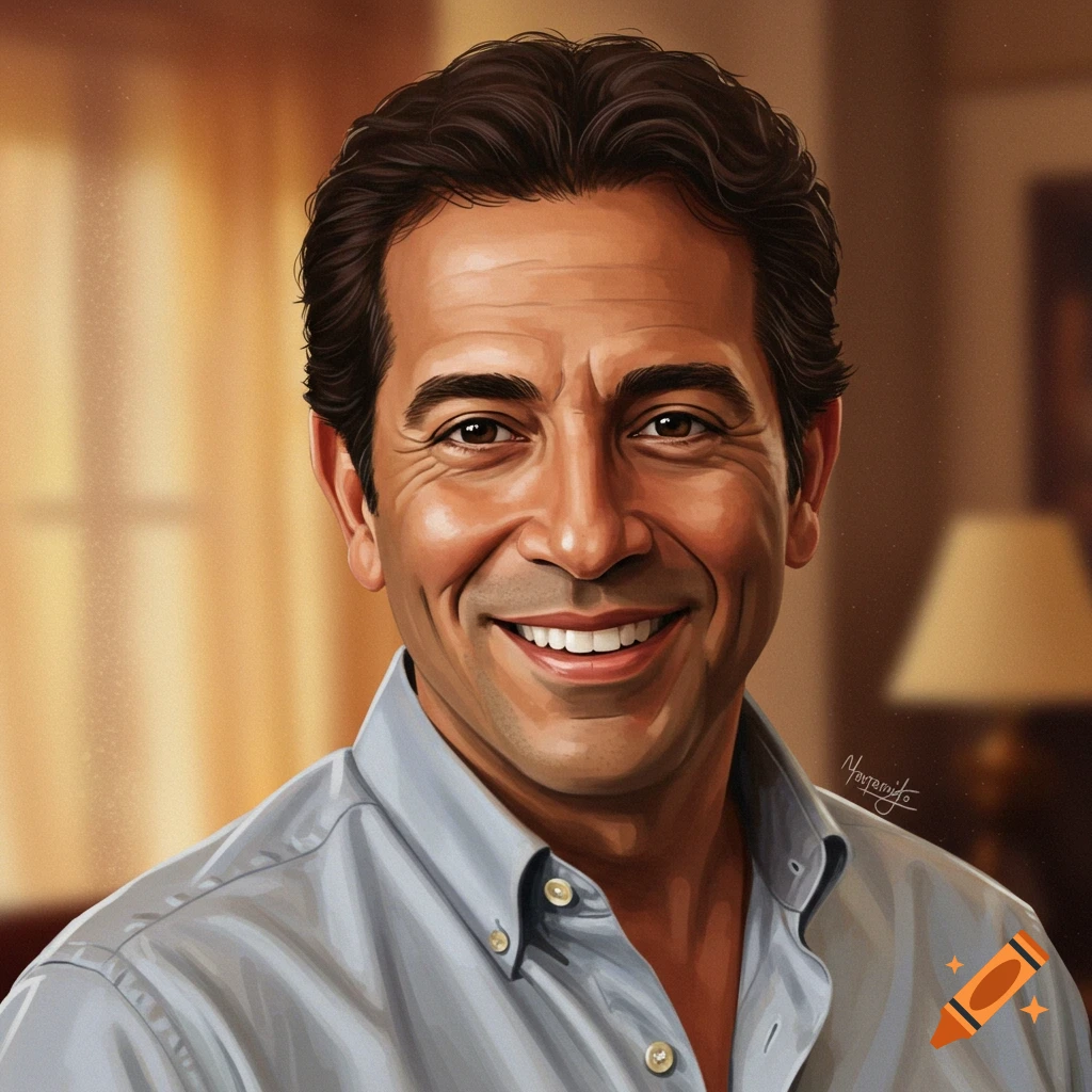 A smiling man in a light blue shirt