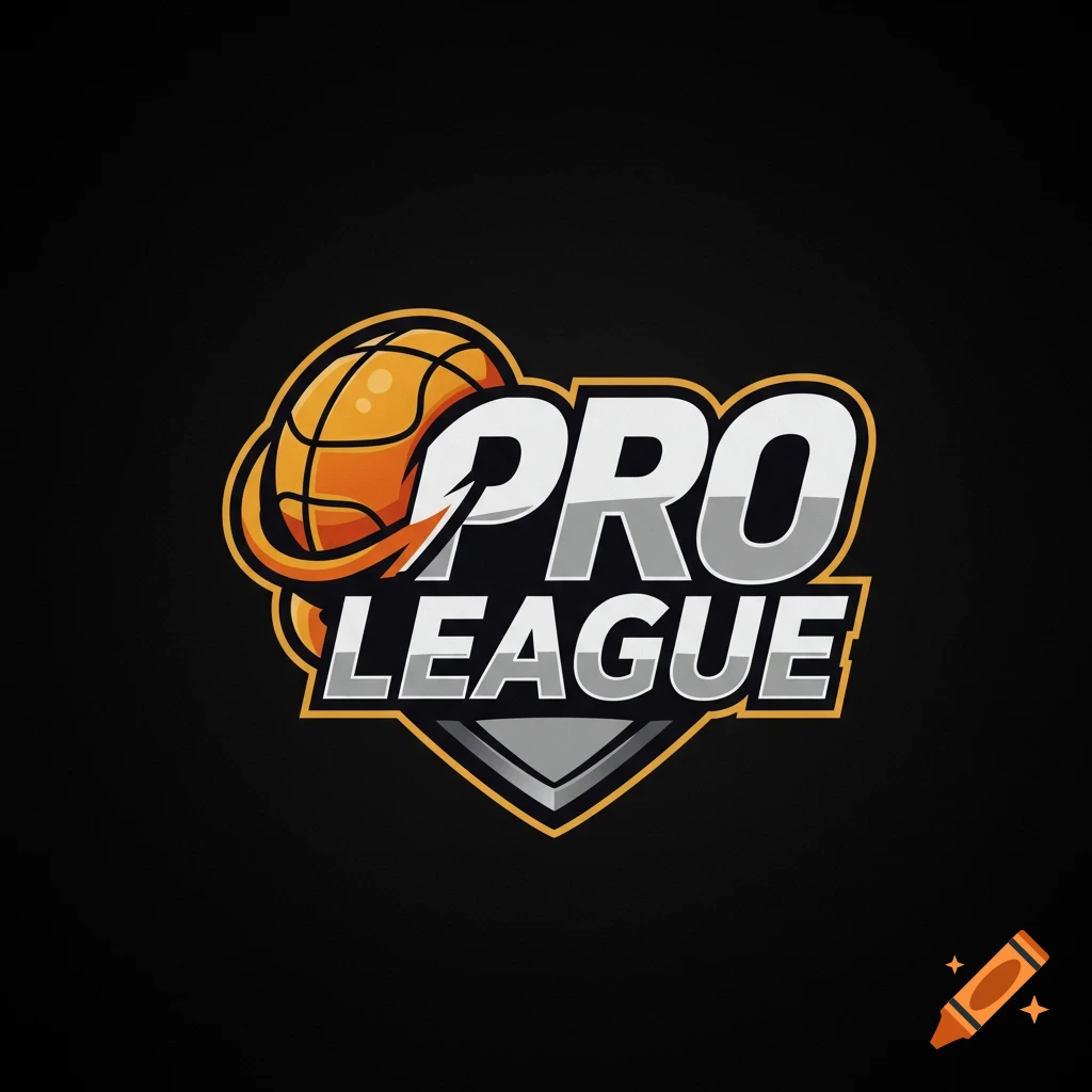 Logo with a basketball and the words PRO LEAGUE