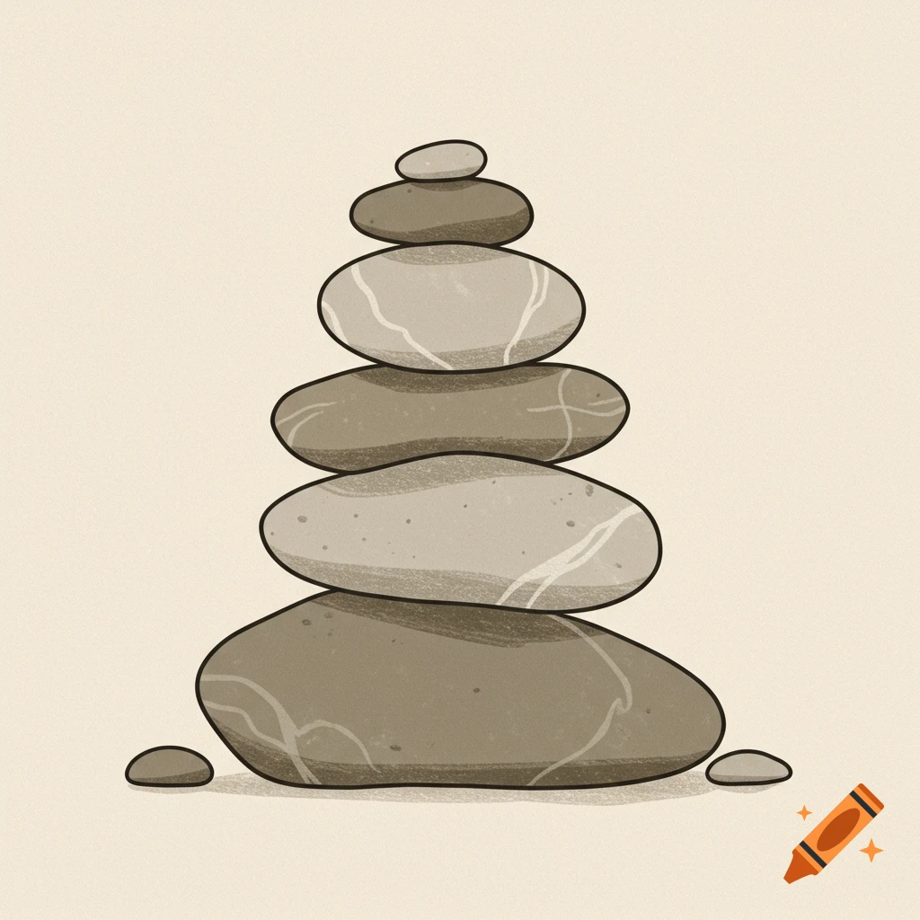A simple drawing of stacked rocks