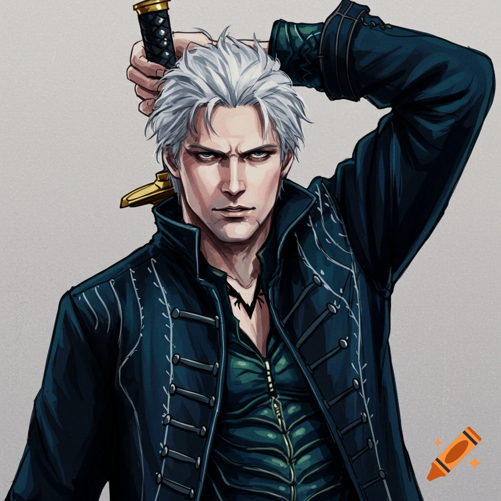Vergil from Devil May Cry holding his sword