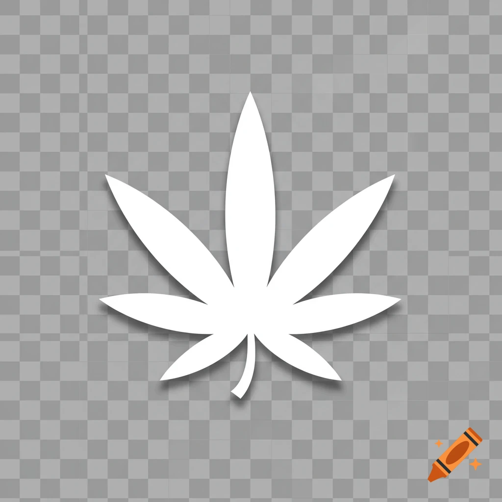 White cannabis leaf icon with shadow