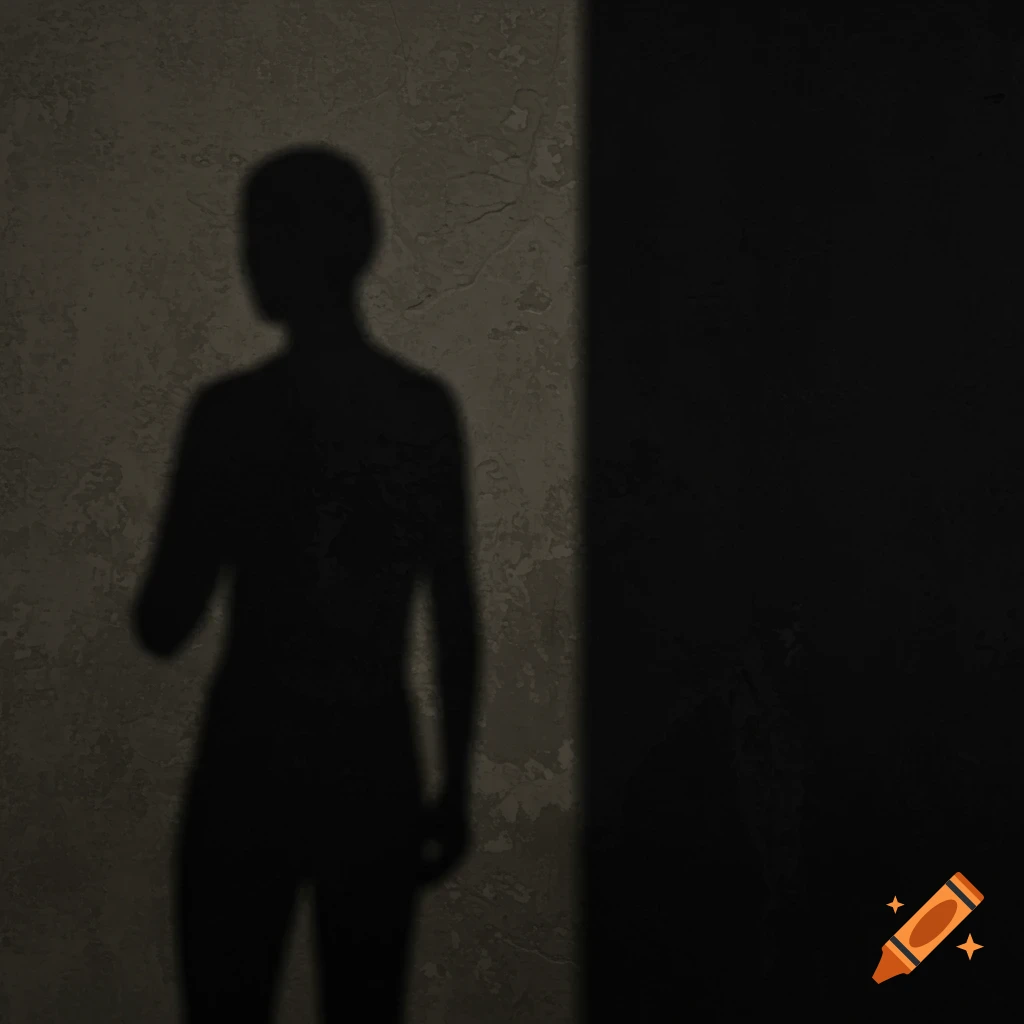 Shadow of a person on a textured wall