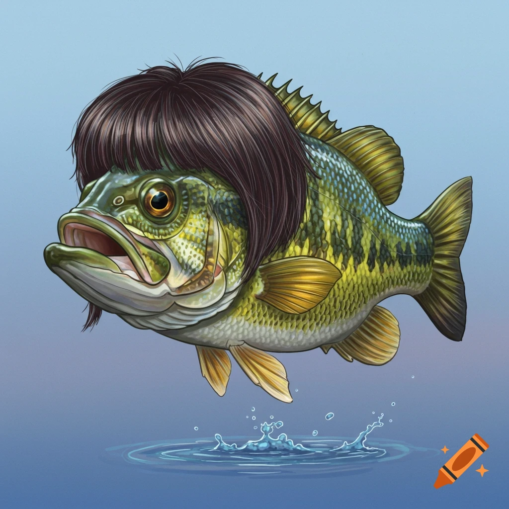 Image of a fish with dark bangs haircut jumping from water.