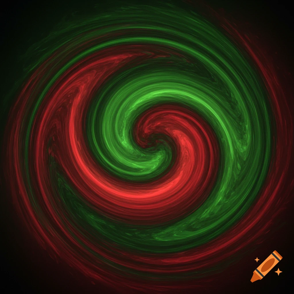 An abstract image of a red and green swirl.