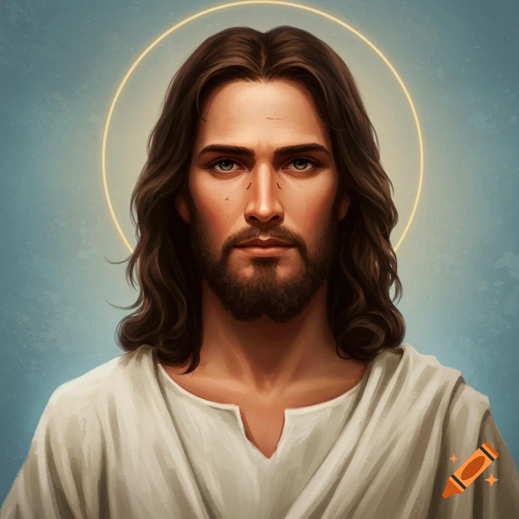 Portrait of Jesus with a halo.