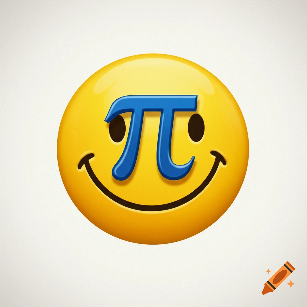A yellow smiley face with a blue Pi symbol integrated into its face.