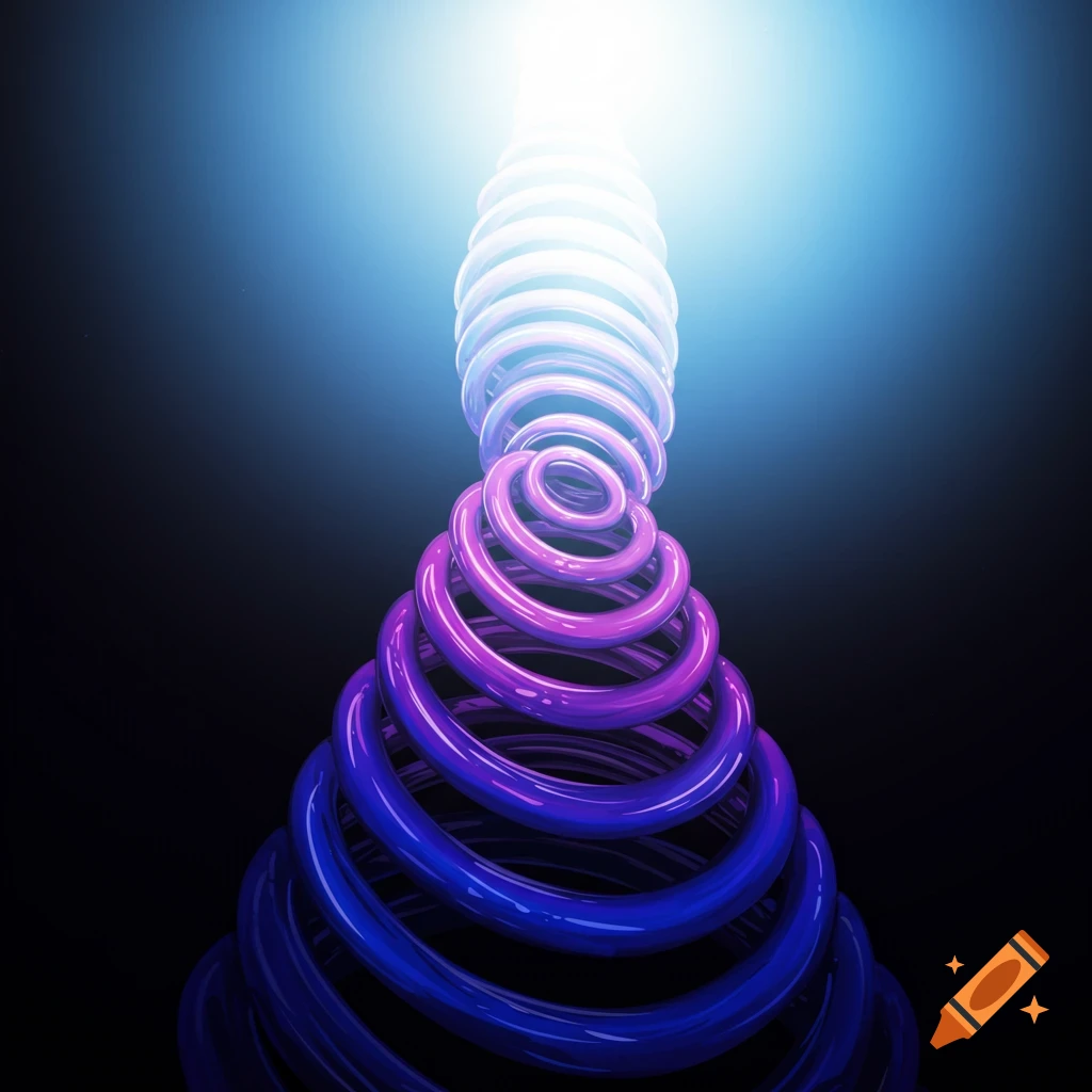 A colorful spiral ascending into bright light
