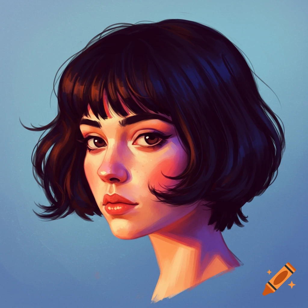 A portrait of a woman with short dark hair.