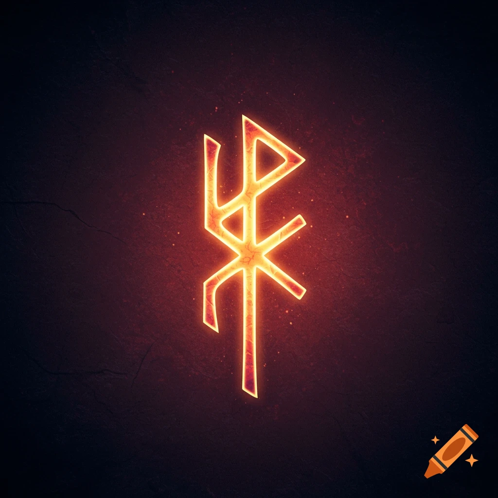 A glowing orange draconic rune symbol on a dark background