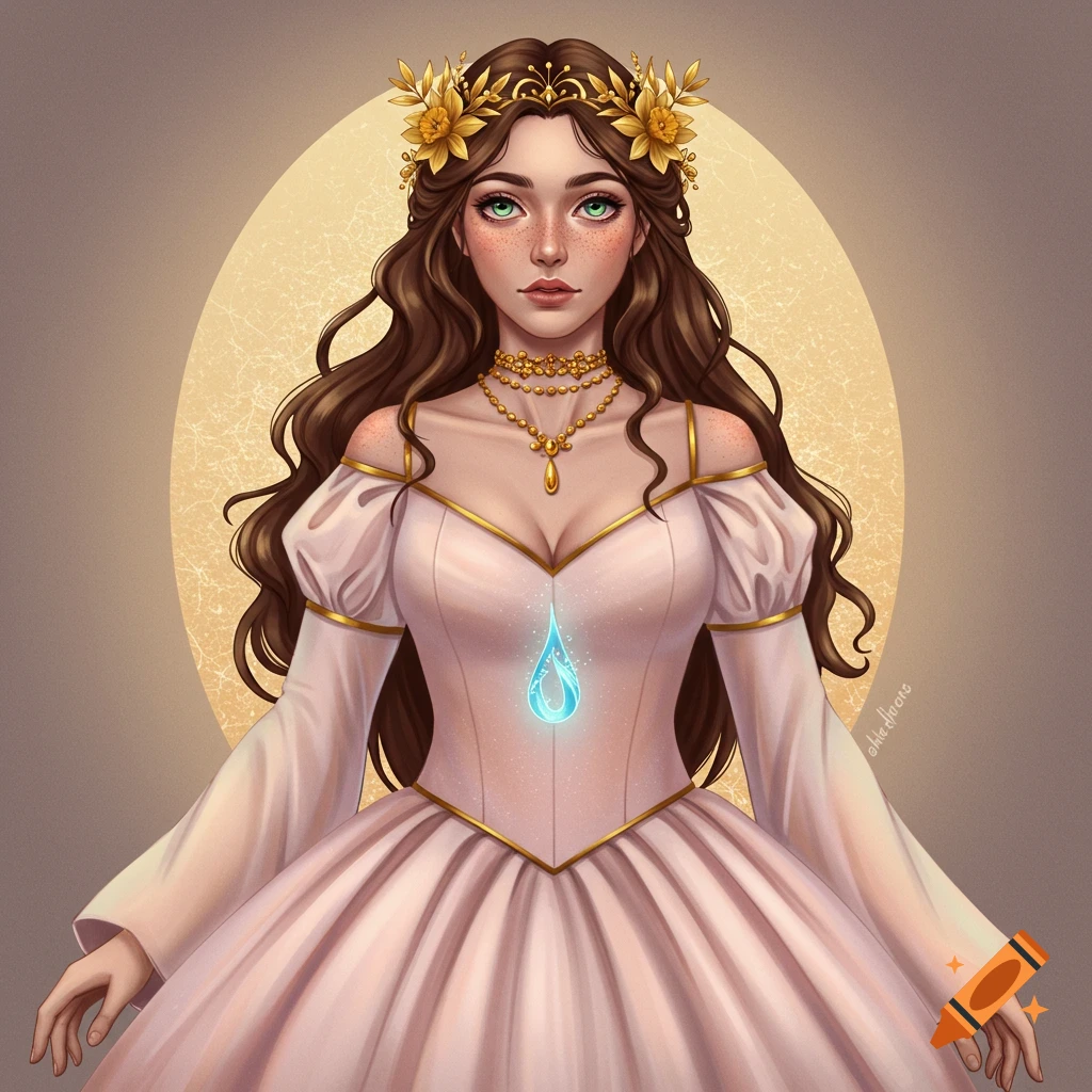 A woman in a pink ballgown and golden crown