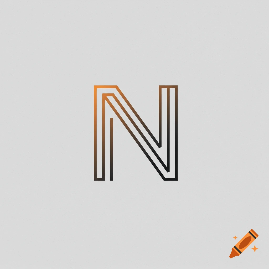 A stylized letter N with an orange to black gradient on a gray background.