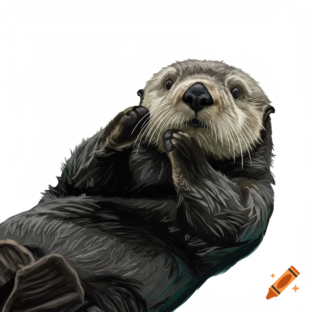 A sea otter floating on its back