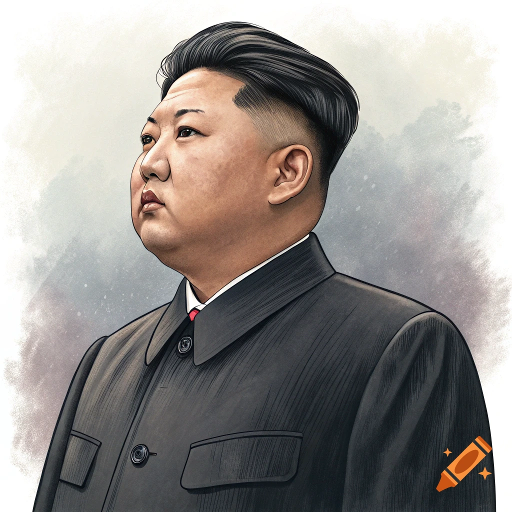 Illustration portrait of Kim Jong Un