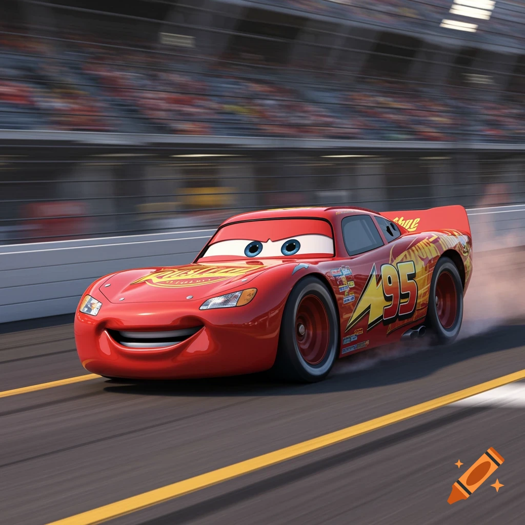 Lightning McQueen race car speeding on a track