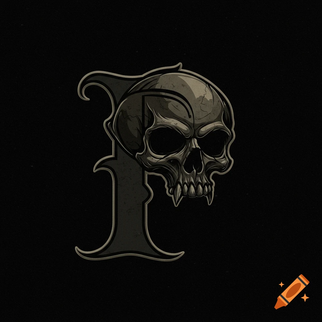 Logo featuring a stylized letter P combined with a skull on a black background.