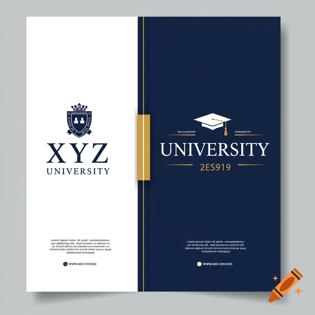 Formal university report header with XYZ University logo and name in navy, gold, and white.