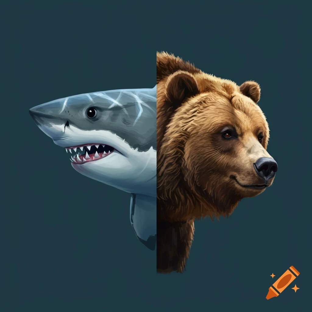 A shark's profile merged with a bear's profile