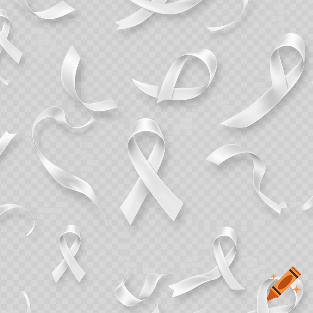 Seamless pattern of white ribbons on a transparent background.
