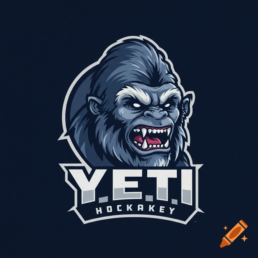 Logo featuring an angry yeti or gorilla head above the text YETI HOCKAKEY.