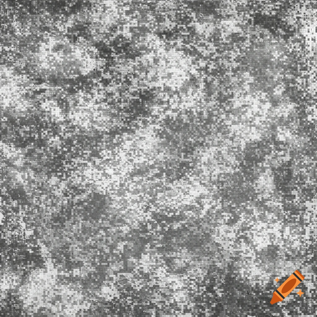 A distorted digital camouflage pattern in grayscale.