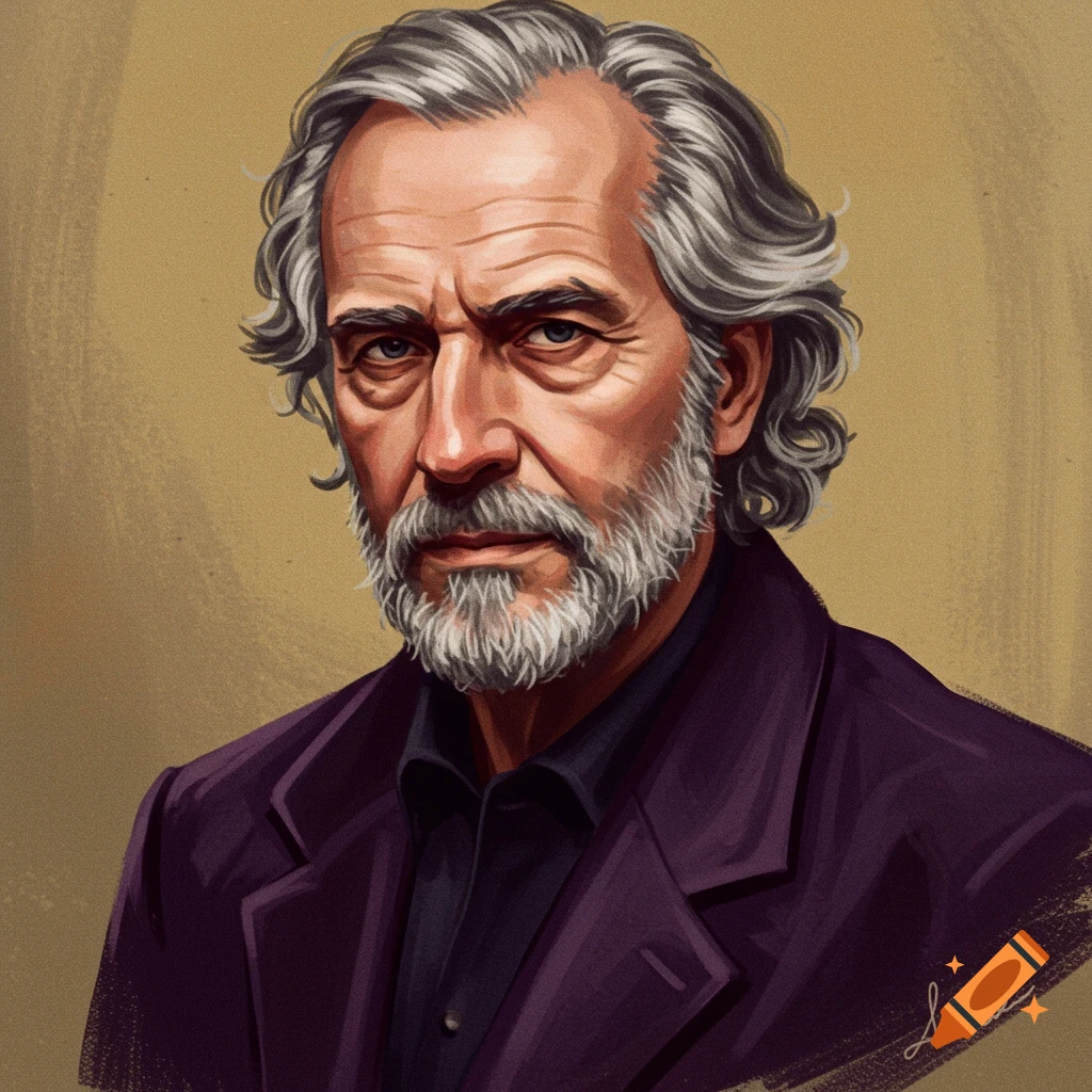 An image of a middle-aged man with grey hair and beard in a dark purple jacket.